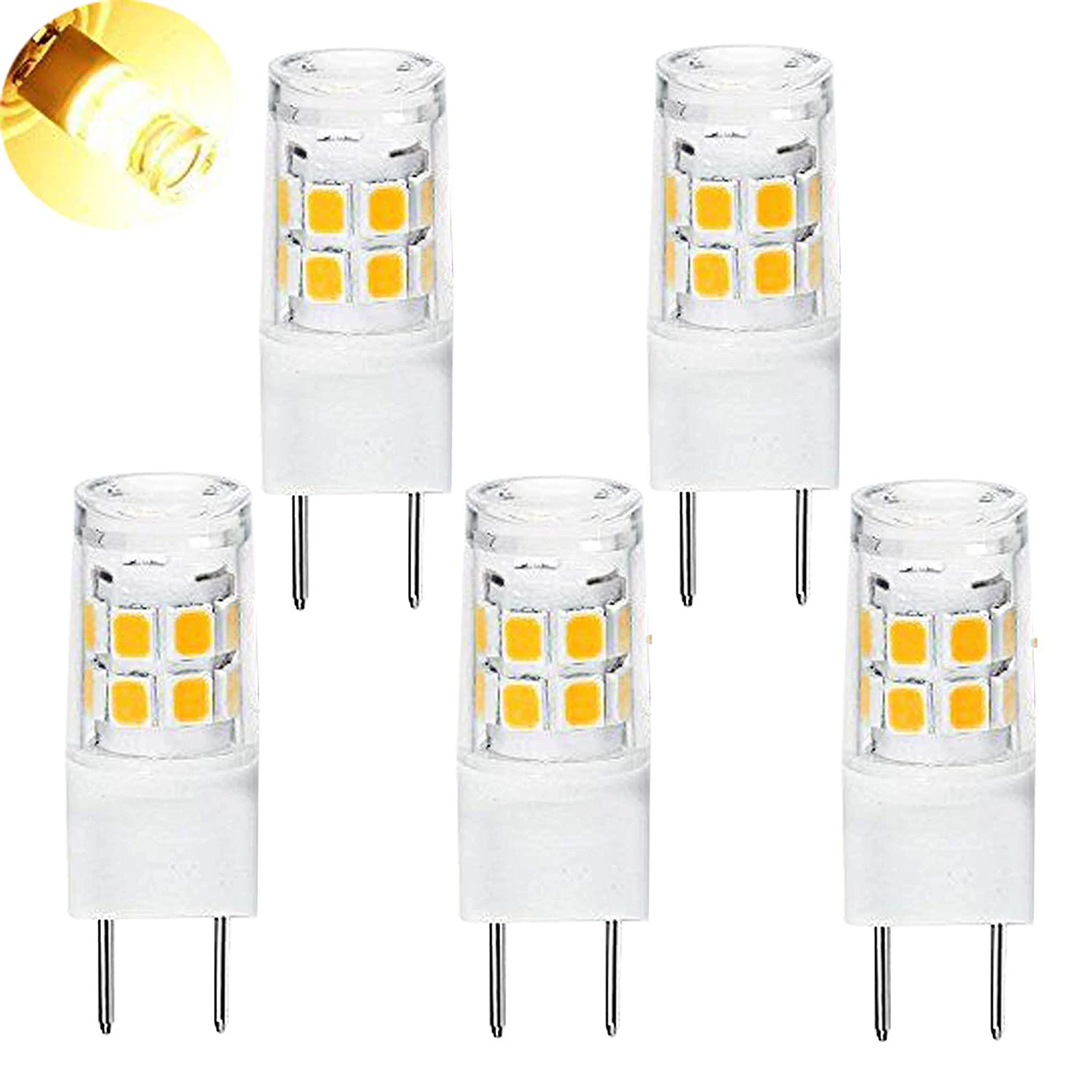 

LED G8 Light Bulb, G8 GY8.6 Bi-pin Base LED, Not Dimmable T4 G8 Base Bi-pin Xenon JCD Type LED 120V (5-Pack) (G8 3W)