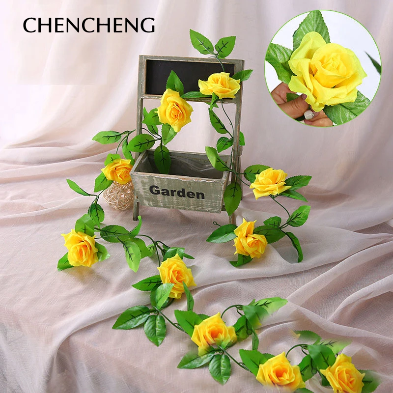 CHENCHENG 250 см искусственные розы из шелка Плющ Vine настенные Искусственные цветы с