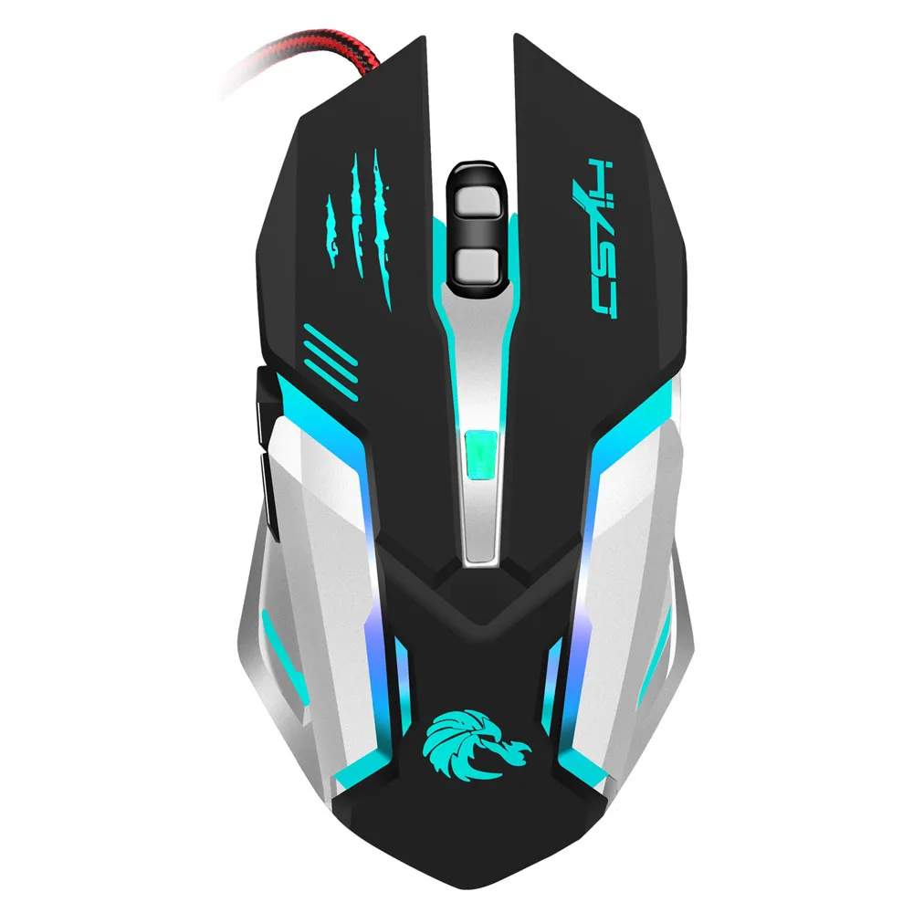 VOBERRY USB Wired Mouse Durable 5500DPI 6 Buttons Black Gamer LED Backlit Optical Ergonomic Game Mice For PC Gaming Laptop | Компьютеры и