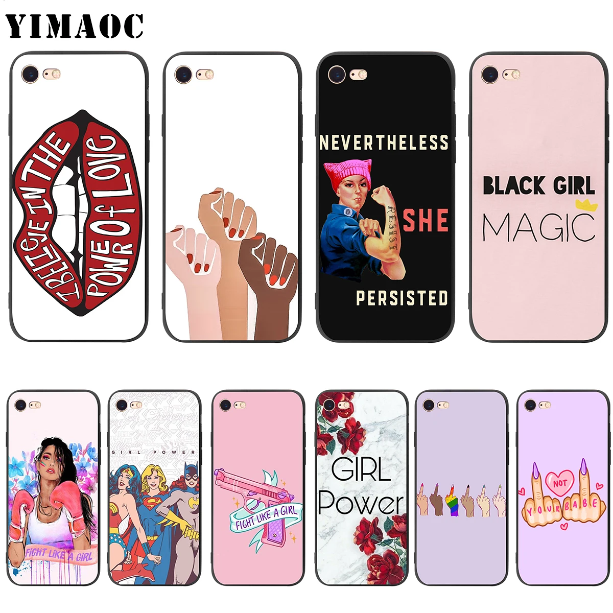 Мягкий чехол YIMAOC Girl Power для Apple iPhone SE 2020 5 5s 6 6s 7 8 Plus XR X Xs 11 12 Pro Max mini | Мобильные