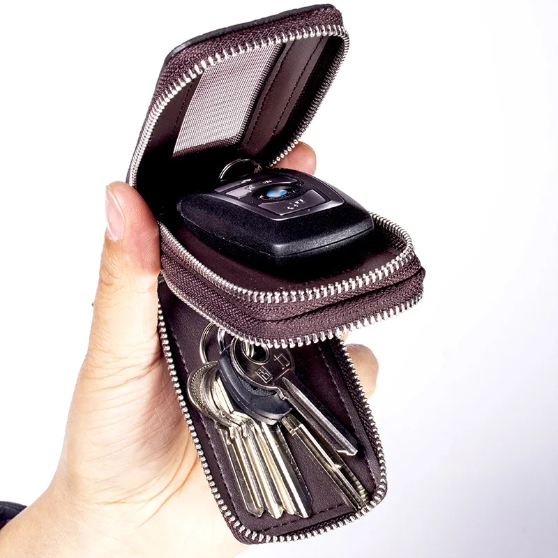 Кожаный чехол для ключей мужчин многофункциональная вместительная подвесная