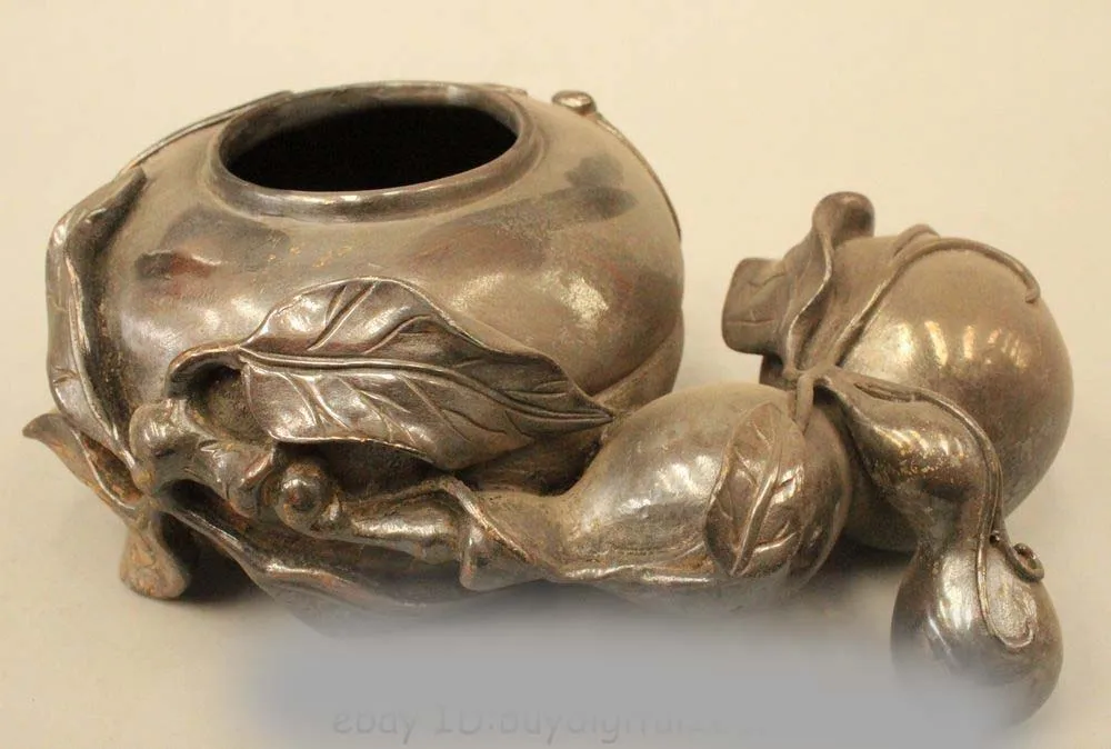 Помечено Китай Китайский Народная Старый Чистая Бронзовый тыквы calabash Горшок