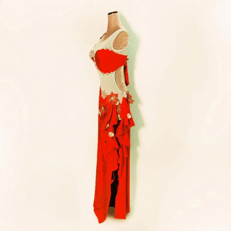 no sleeves dress Индийский танец живота восточные дезерты качели Балади танцевальные костюмы танец живота Восточный танцевальный костюм одежда Бюстгальтер Пояс юбка платье 3750 - Color: no sleeves dress