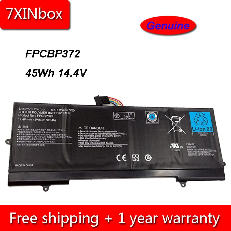7XINbox 45Wh 3150mAh 14 4 V подлинный FMVNBP220 FPCBP372 Аккумулятор для ноутбука Fujitsu Lifebook U772