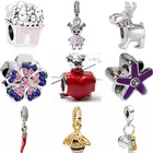 Маленькие эмалевые бусины в стиле панк с кристаллами в виде зонта, собаки, снеговика, павлина, попкорна, подходят для браслетов Pandora с подвесками для женщин, аксессуар для вечерние НКИ сделай сам