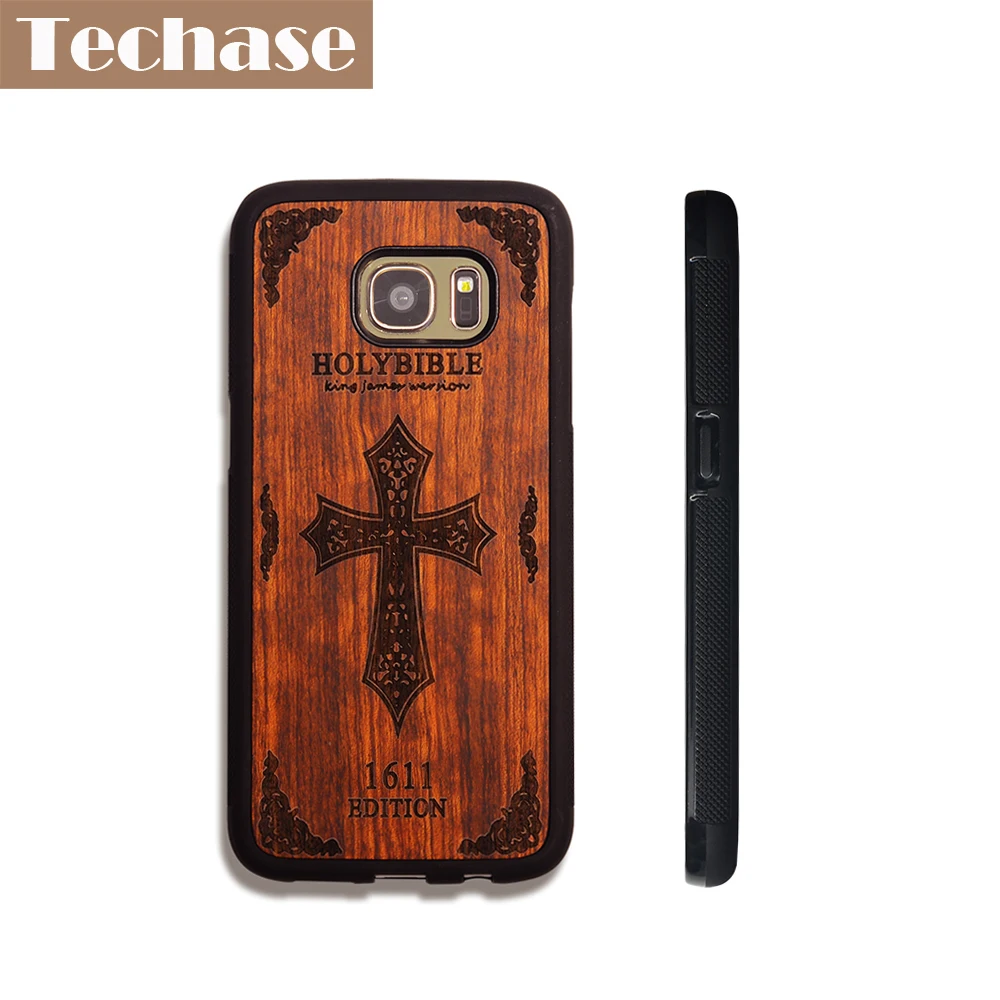 Techase ТПУ бампер + твердая древесина задняя крышка для Samsung Galaxy S7 телефонные чехлы