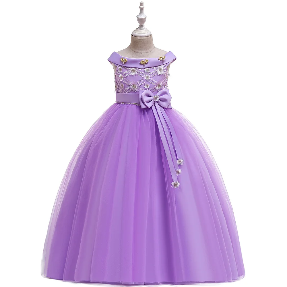 Высокое качество принцесса девушки пышные платья тюль, цвет Шампань с плеча цветок девушки платья для свадьбы