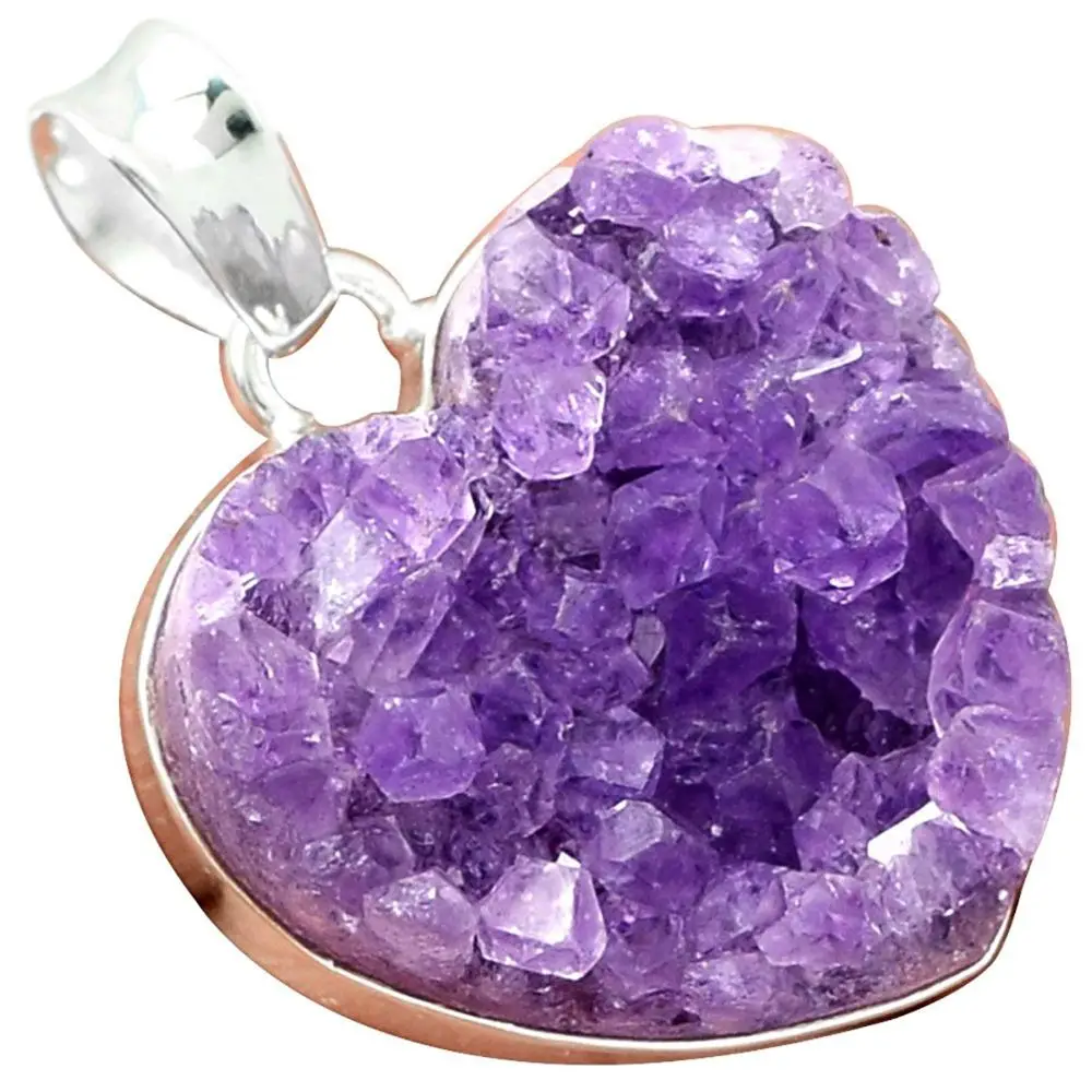 

Lovegem Amethyst Heart Pendant 925 Sterling Silver Jewelry,36 mm, AP2171