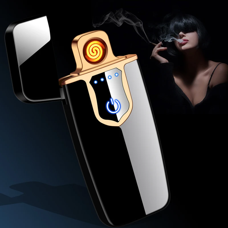 Новинка ультратонкая зажигалка с USB зарядкой сенсорный экран электронное