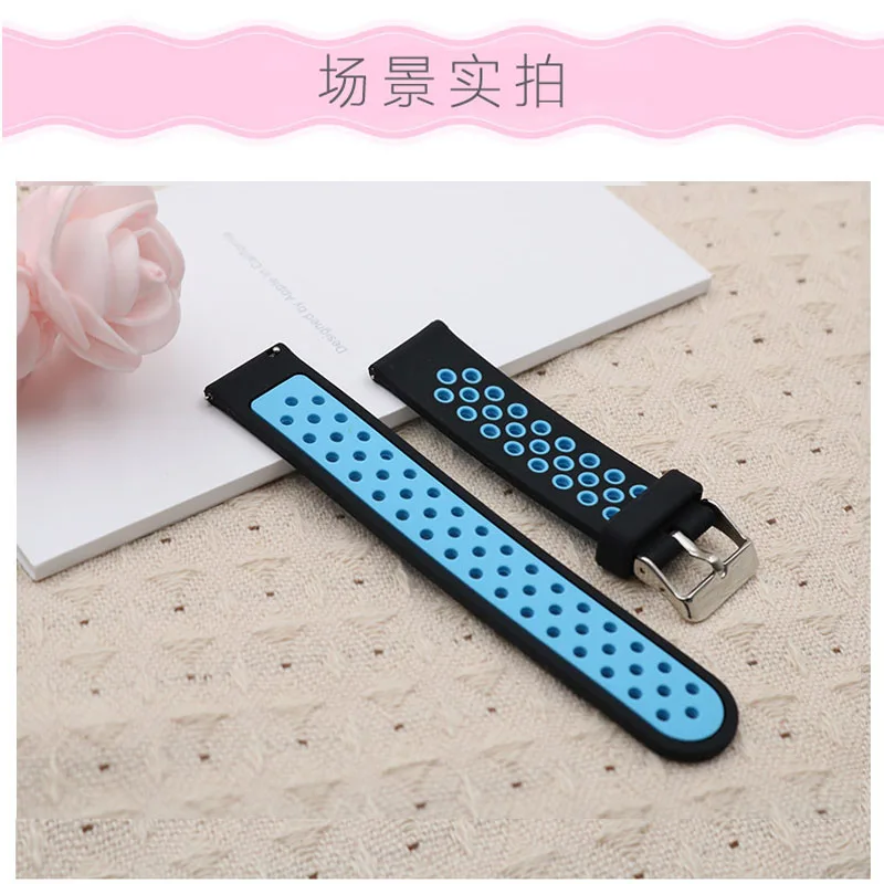 Black blue Силиконовый браслет ремешок для Xiaomi Amazfit GTS Bip GTR 42 мм GTR 47 мм Pace Stratos 22 мм 20 мм ремешок для часов - Цвет: Black blue