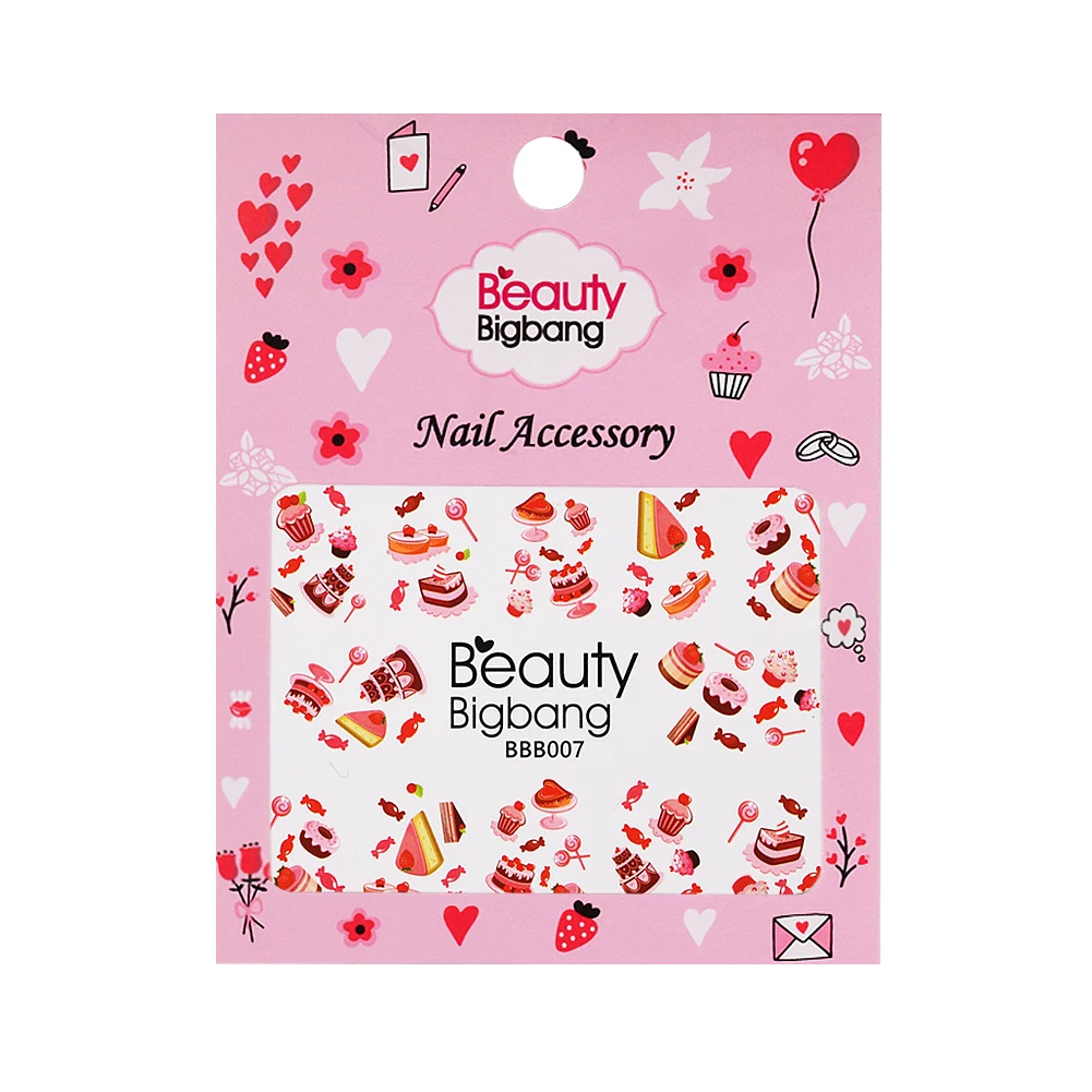 BEAUTYBIGBANG наклейки для ногтей слайдеры десерт леденец Конфеты шаблон Водные Наклейки DIY Рождество Дизайн ногтей украшения
