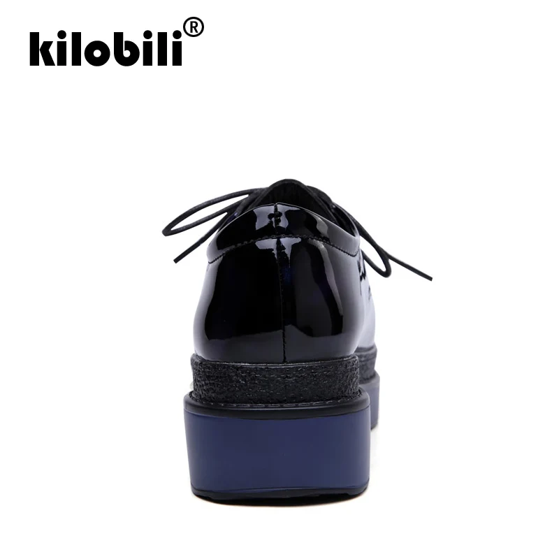 Kilobili/2019 весенние женские туфли на плоской платформе с перфорацией типа броги из