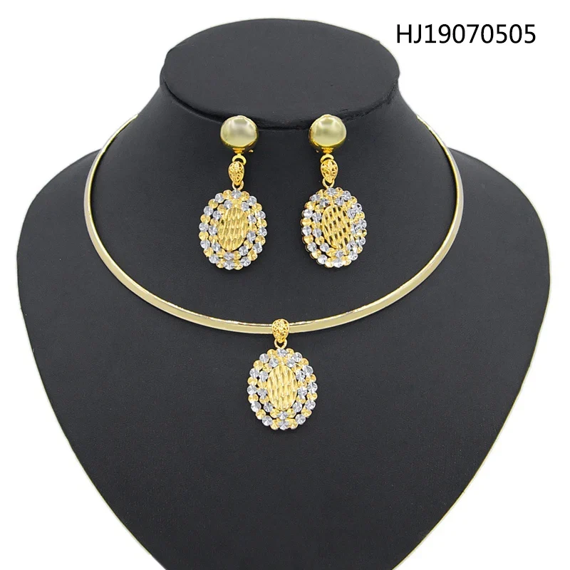 

Yulaili Vintage Round Shape Alloy Crydtal Choker Necklace Pendant Earrings African Jewelry Sets Wedding Party Accessories