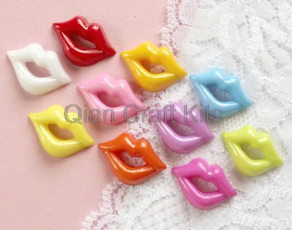 

800Pcs Assorted Lip Cabochons - 21x14mm Cab mixed Flatback Cell phone decor,hair accessory supply plastic buttons