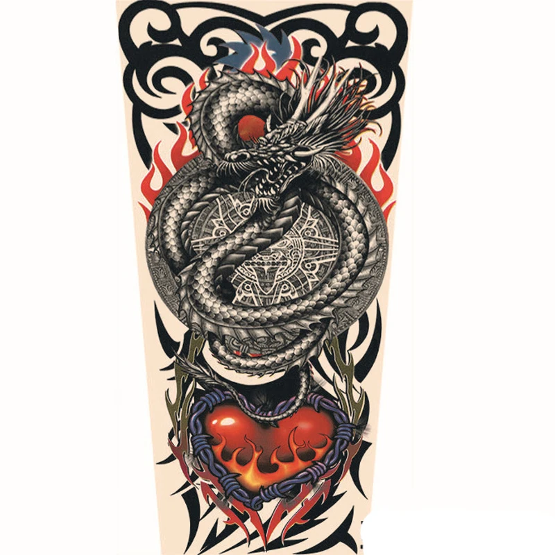

1 Pair 3D Animal Printed Totem Unisex Man Fashion Fake Tattoo Elastic UV Protection Cool Arm Warmers Sun-proof Tattoo Sleeve