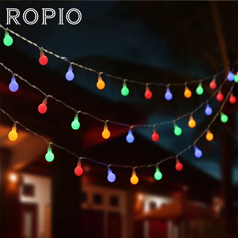 ROPIO 10 м 100 светодиодная гирлянда многоцветная 220В Лампа на ремешке домашний сад