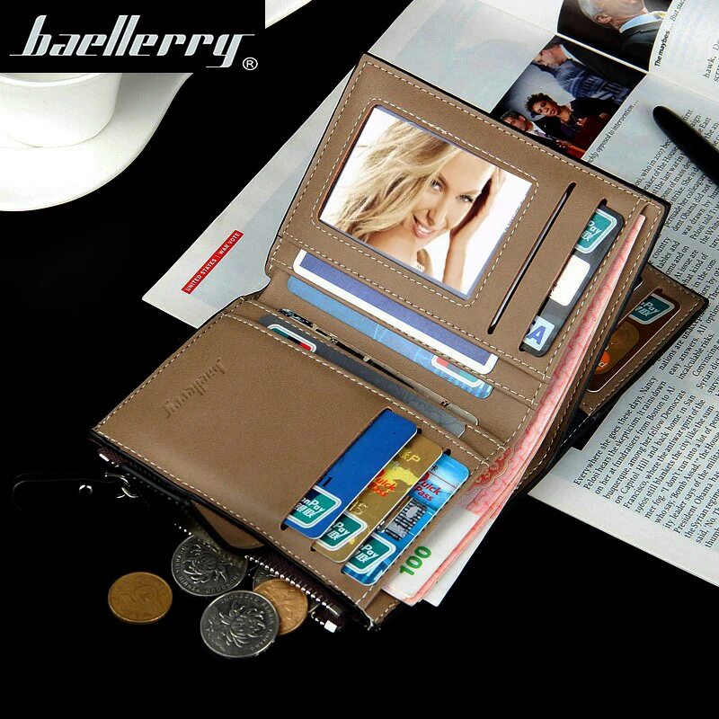 Кошелек мужской кожаный многофункциональный на молнии|purse card holder|coin pocketpurse |