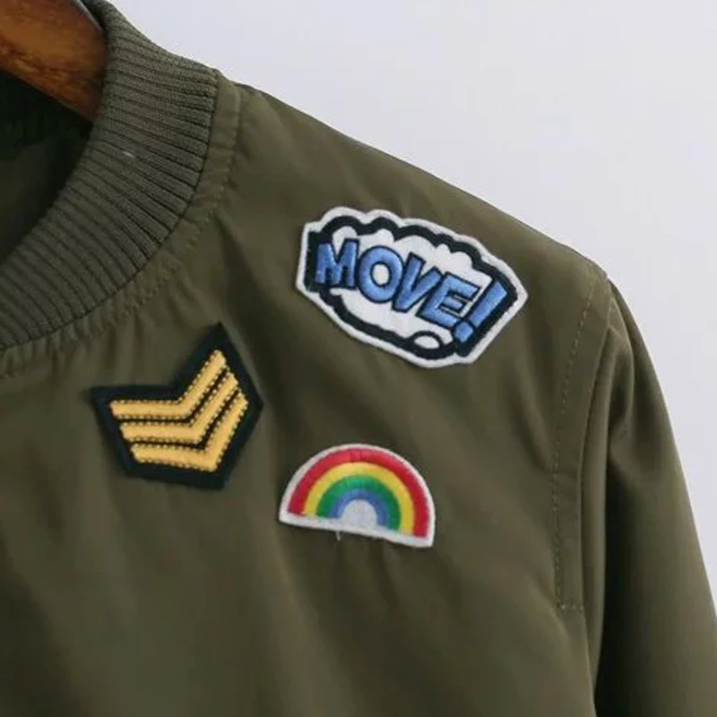 Письмо Pattem Epaulet Дамы Куртки Мода Регулярный Рукав Офис Армия Зеленый Куртка