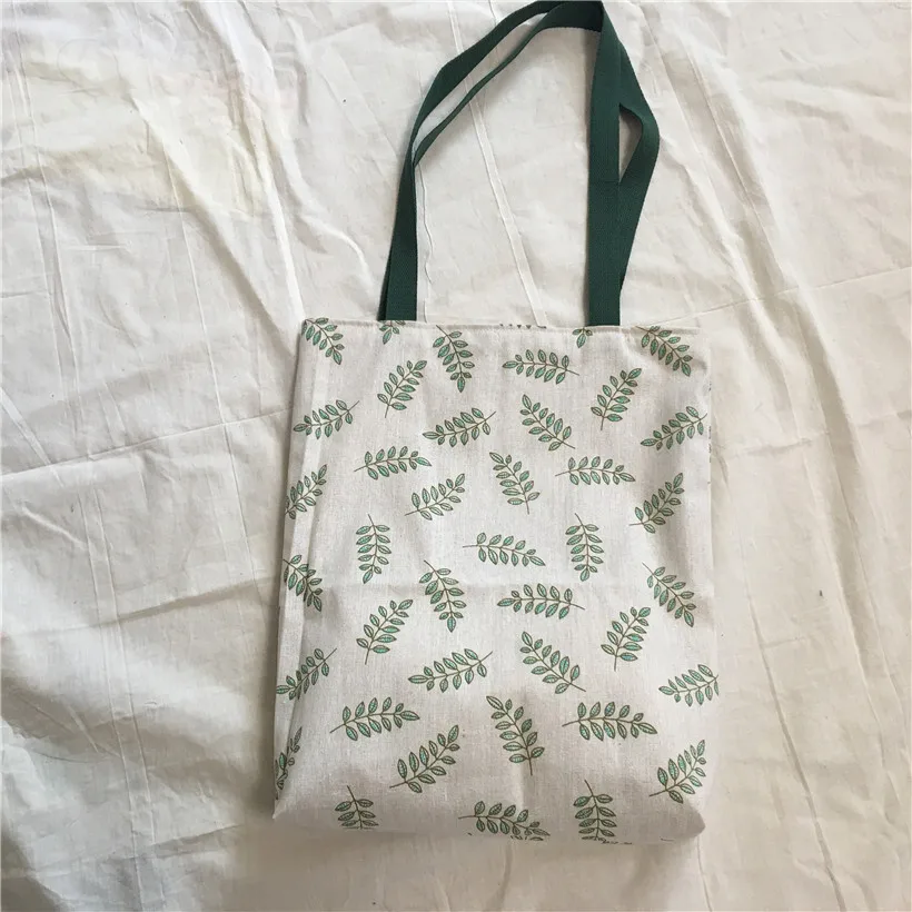 YILE Cotton Linen 2 Sided Eco Shopping Tote Shoulder Bag Green Olive Leaf 8530-6 | Багаж и сумки