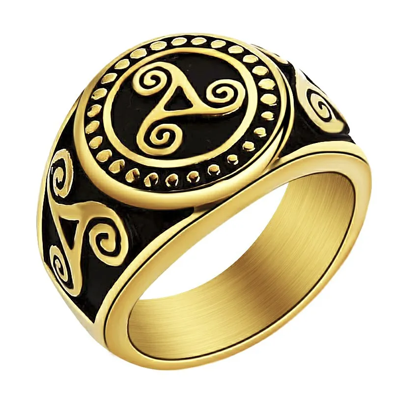 Valily Jewelry Для мужчин, Золотое кольцо Нержавеющая сталь Celt Viking kольцо в форме цветка для Для мужчин Винтаж ремешок круглые кольца Для женщин US Размеры