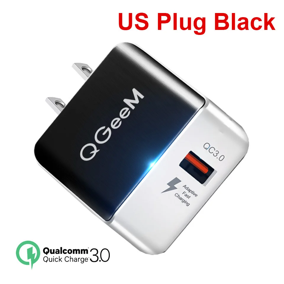 US Nobel Black QGEEM QC 3,0 USB зарядное устройство волоконное быстрое зарядное устройство 3,0 быстрое зарядное устройство Портативный зарядный адаптер для телефона для iPhone Xiaomi Mi9 EU US - Тип штекера: US Nobel Black