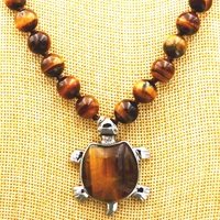 hot sell noble new beautiful 10mm african roar tigers eye turtle pendant natural stone necklace 18 aaa