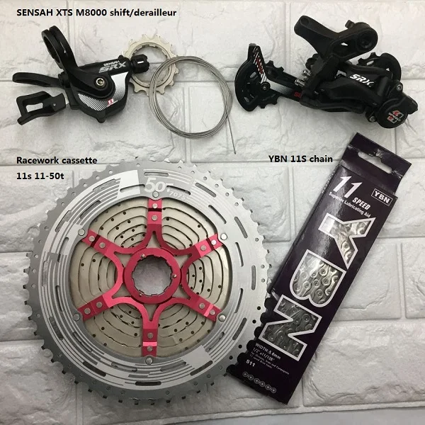 silver groups 4 SENSAH XT 1x11 Комплект скоростной группы 4 с 11-50 горным велосипедом лучшая 11 скорость переднего переключения/переключения передач/цепи 11 скорость для SRAM - Цвет: silver groups 4