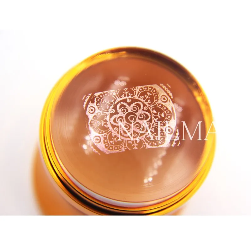 Gold Metal Holder 4 см металлический штамп для ногтей прозрачный силиконовый штамп для дизайна ногтей Джамбо XL стемпер с крышкой и скребком инструмент для штамповки ногтей - Цвет: Gold Metal Holder