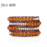 fyla mode top quality high fashion natural yellow stone beads weave wrap bracelets beading pattern holiday inspired bohemian