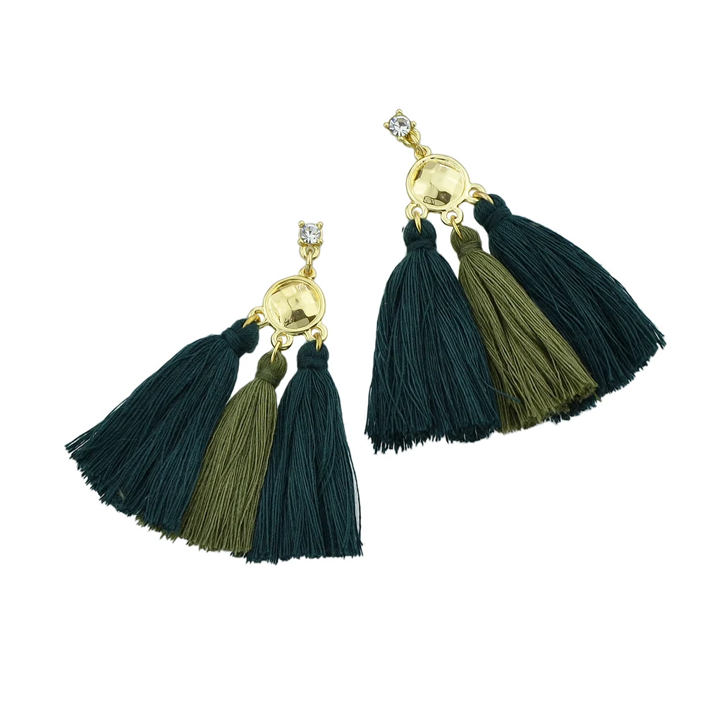 Украшения модного стиля Kayshine - серьги золотого цвета с кисточками зеленого, серого и розового цветов для женских аксессуаров.