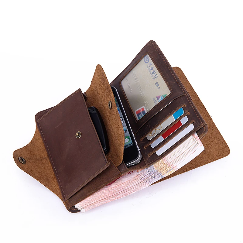 Мужской классический винтажный кошелек из натуральной кожи с карманом для монет мужской бумажник воловьей