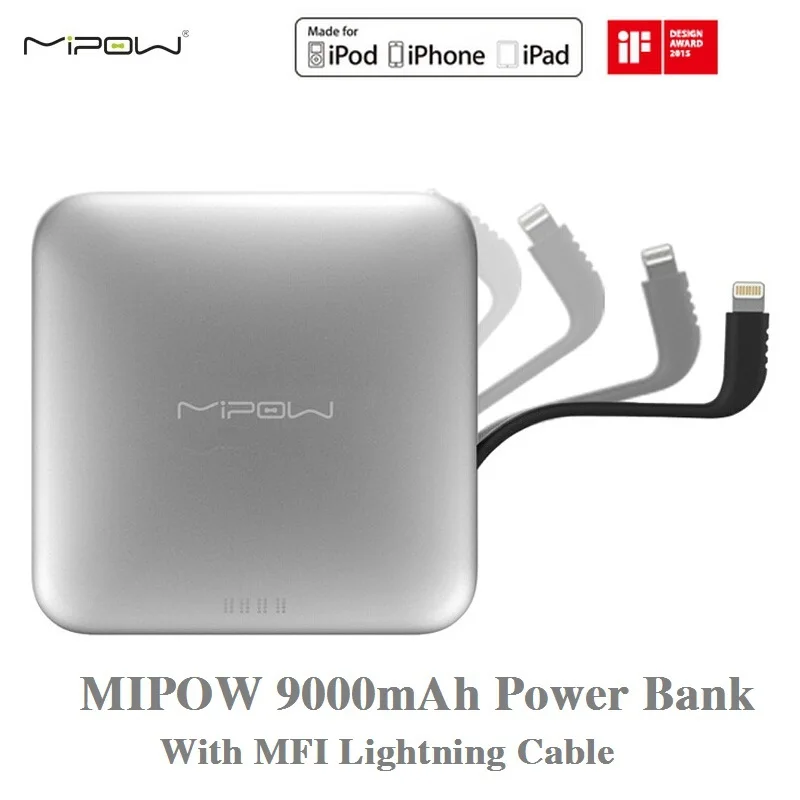MIPOW power Bank Аккумулятор 9000 мАч портативное зарядное устройство с