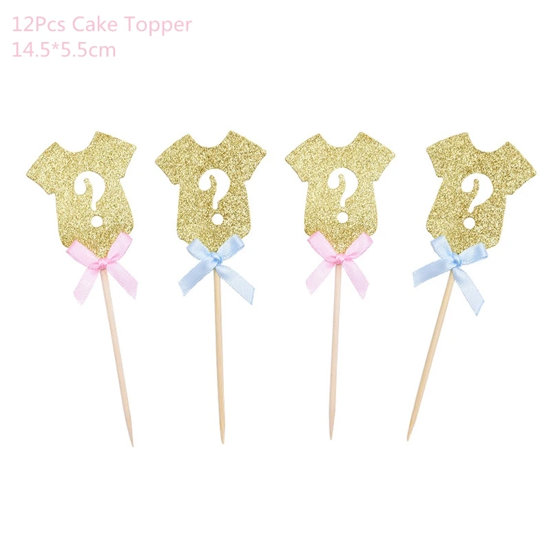 12pcs cake topper Вечерние украшения для мальчиков или девочек, баннеры с воздушными шарами, одноразовые столовые приборы для мальчиков и девочек, украшения для душа для малышей, воздушные шары - Цвет: 12pcs cake topper