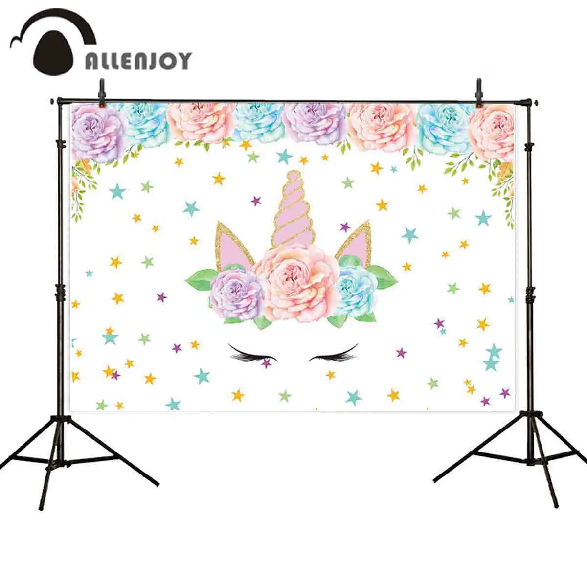 Allenjoy фон для фотосъемки красочные звезды цветы празднование Единорог фотостудия
