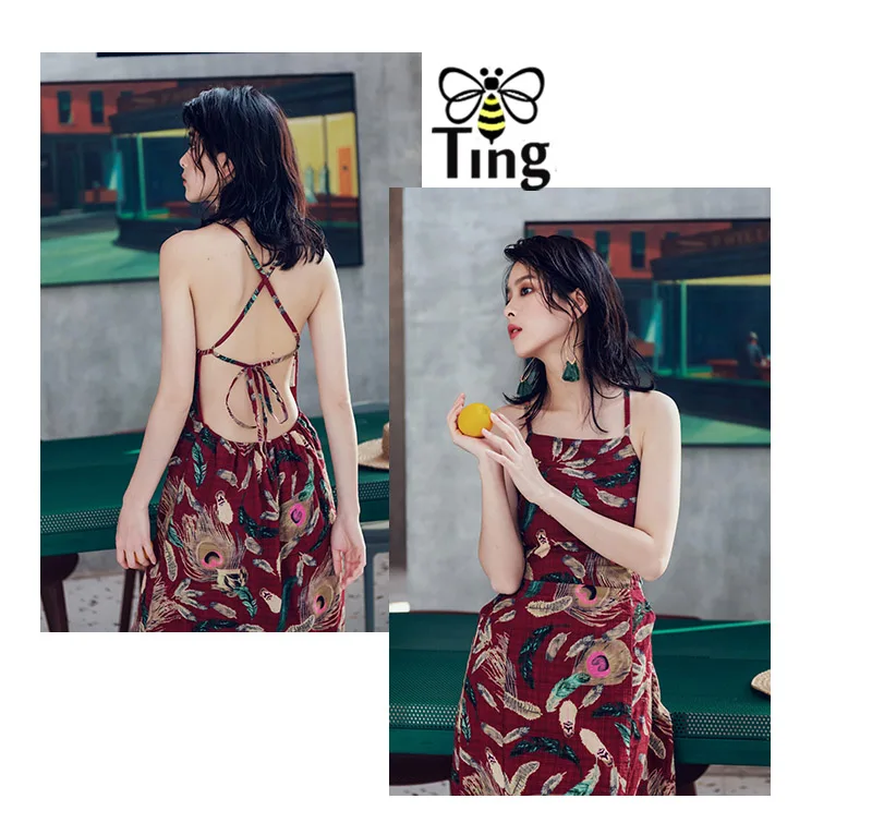 Tingfly дизайнер моды павлин цветочный принт макси платья Сексуальная Открытая спина крест завязка длинное вечернее платье vestidos лето
