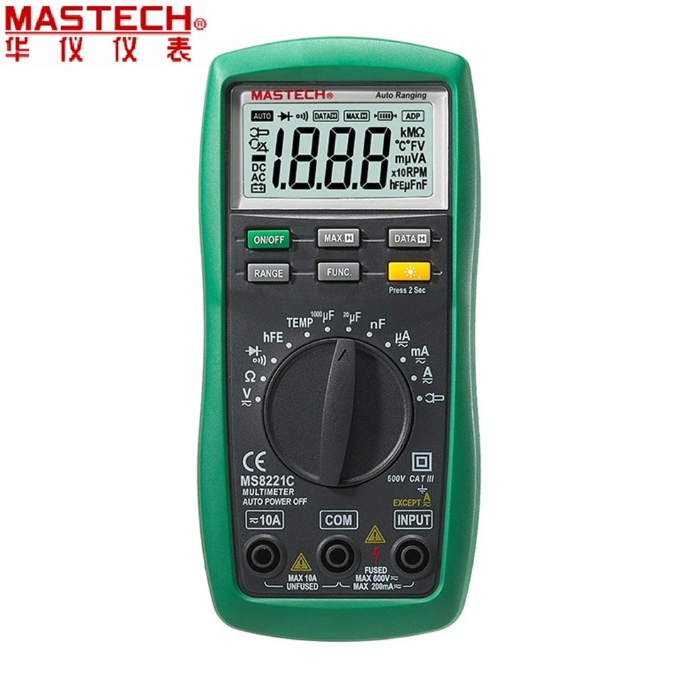 1pcs Mastech MS8221C Digital Multimeter Auto Manual Ranging DMM Temperature Capacitance hFE Test | Инструменты