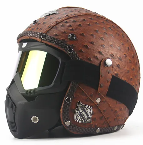 Для взрослых 3/4 кожаный шлем Harley moto rcycle Шлем Винтаж rbike Vespa крест capacete велосипед