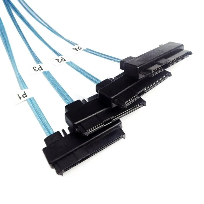 

2pcs/Internal 36 Pin Mini SAS SFF-8087 Host to 4 SFF-8482 Target SAS Hard Disk Drive and SATA Power Cable 100cm 1m 3ft