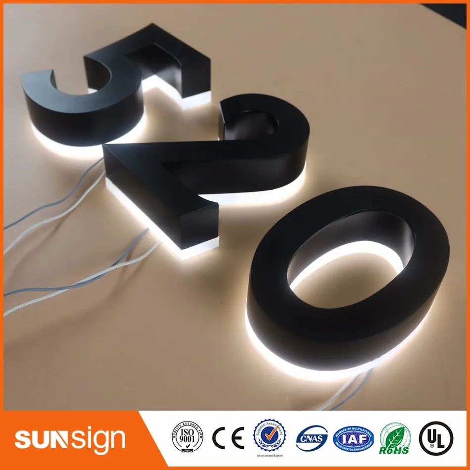 Светодиодный Домашний номер из нержавеющей стали с обратной подсветкой дома 3D