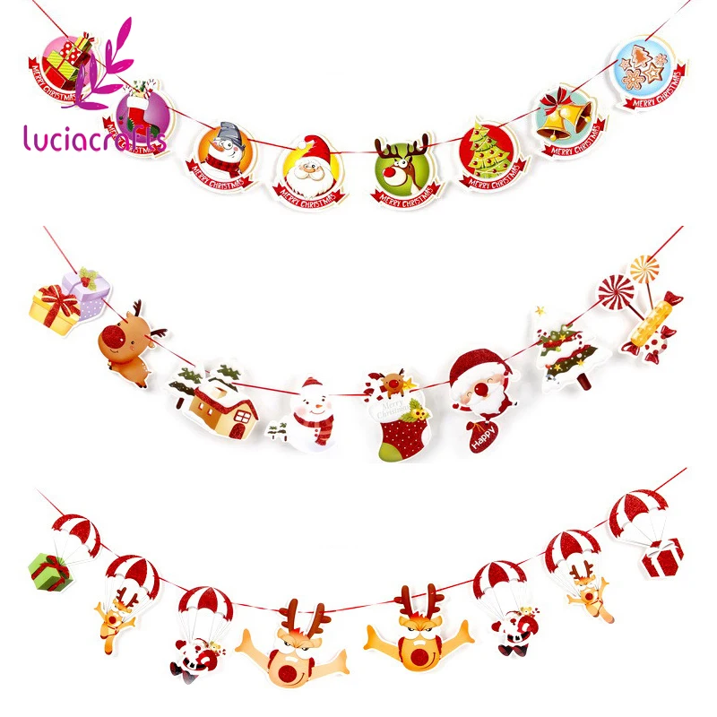 Распродажа Lucia Craft 1 компл./лот(8 шт.) 2,5 m отличный подарок на Рождество баннеры узор гирлянда на стену DIY украшения для рождественской вечеринки поставки H0350