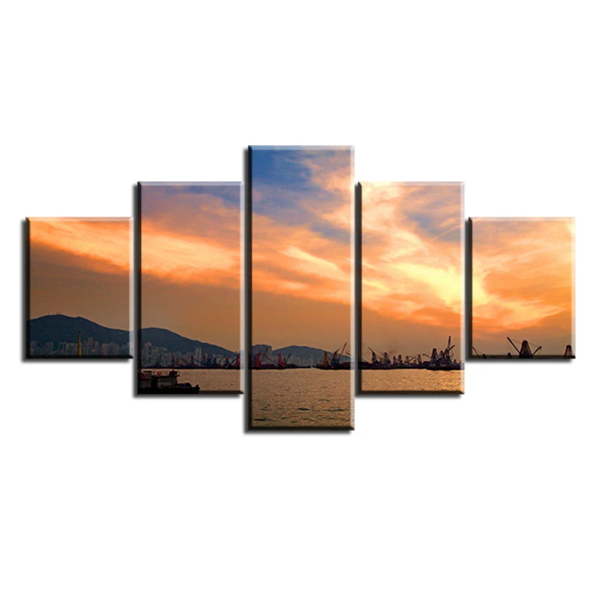 

5 pc Set SKY-SUNSET NO FRAME Oil Painting Canvas Prints Wall Art Pictures For Living Room Decorations