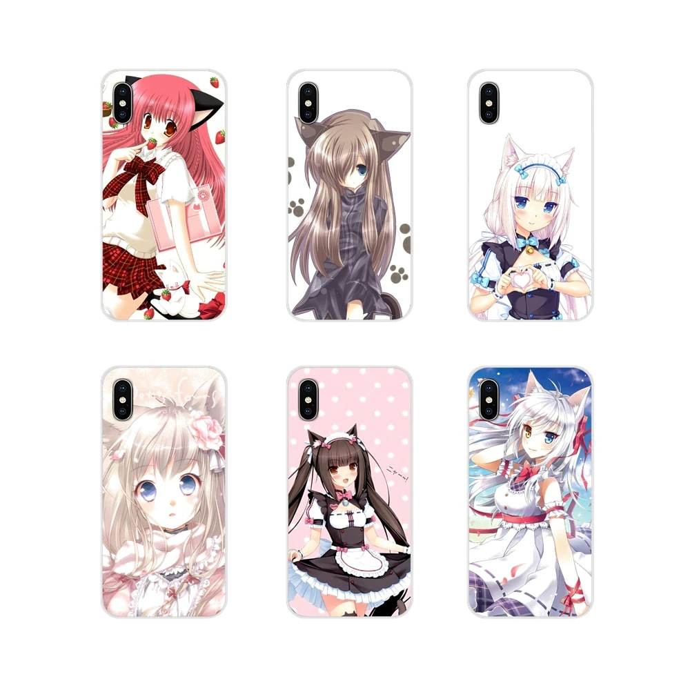 Аниме Neko Cat Girl Kawaii прозрачный ТПУ чехол Чехлы для Apple iPhone X XR XS MAX 4 4S 5 5S 5C SE 6 6S 7 8 Plus ipod