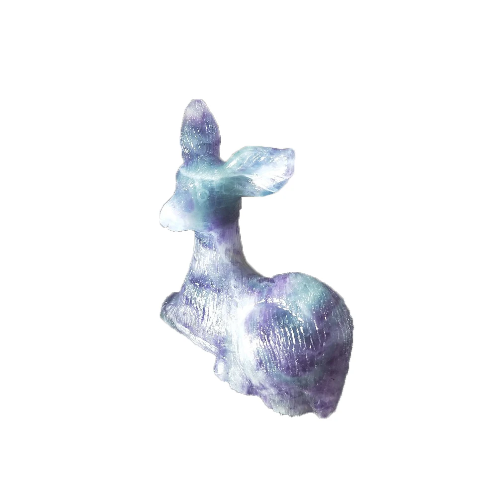 Natural Crystal Stone Fluorita Cristal Deer Cute Animal Cristalino Colorido Ciervos Curacion Regalo Navidad | Дом и сад