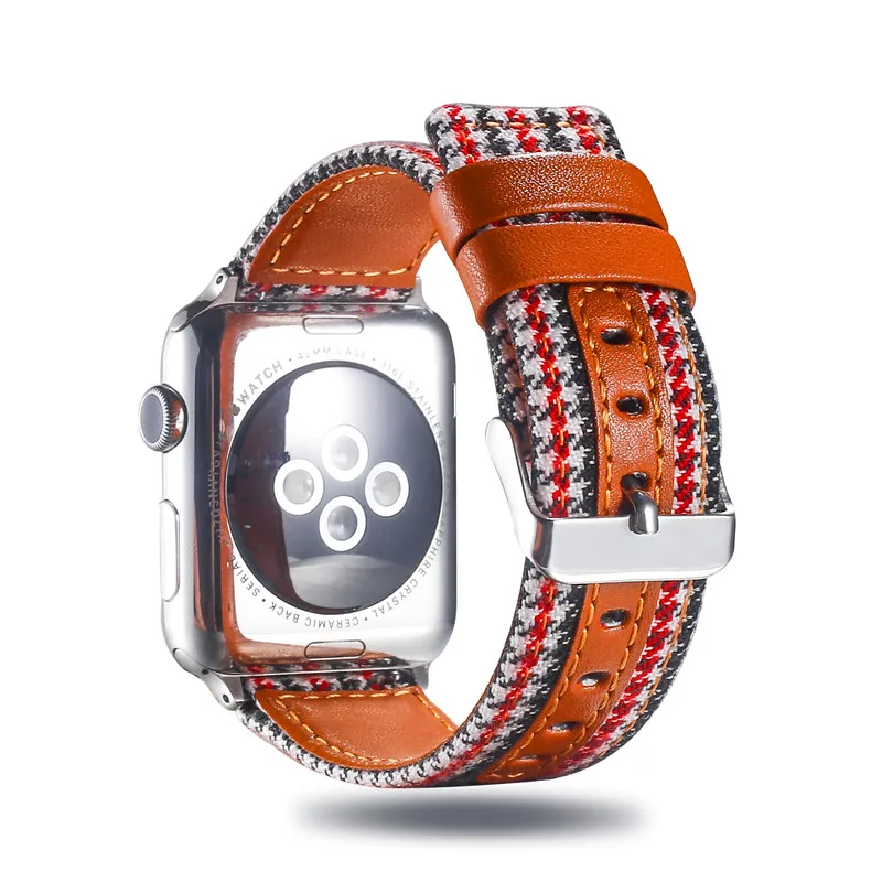 Многоцветный кожаные джинсовые часы ремешок для наручных часов Apple Watch 4/3/2/1 сменный переходник спортивный браслет для наручных часов Iwatch серии 38/42/40/44 мм