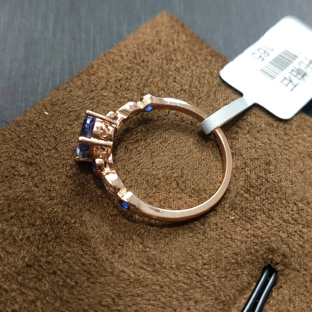 Женское кольцо с натуральным топазом FLZB Золотое цветное из стерлингового