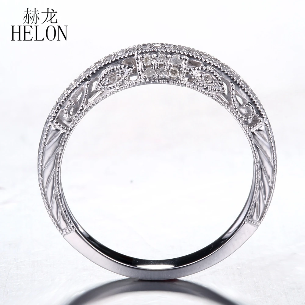 Женское Винтажное кольцо HELON однотонное обручальное из белого золота 14 к с 100%