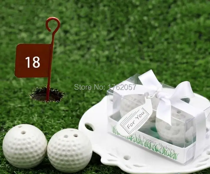 Модный дизайн белый мяч для гольфа керамическая соль и перец шейкеры свадебный