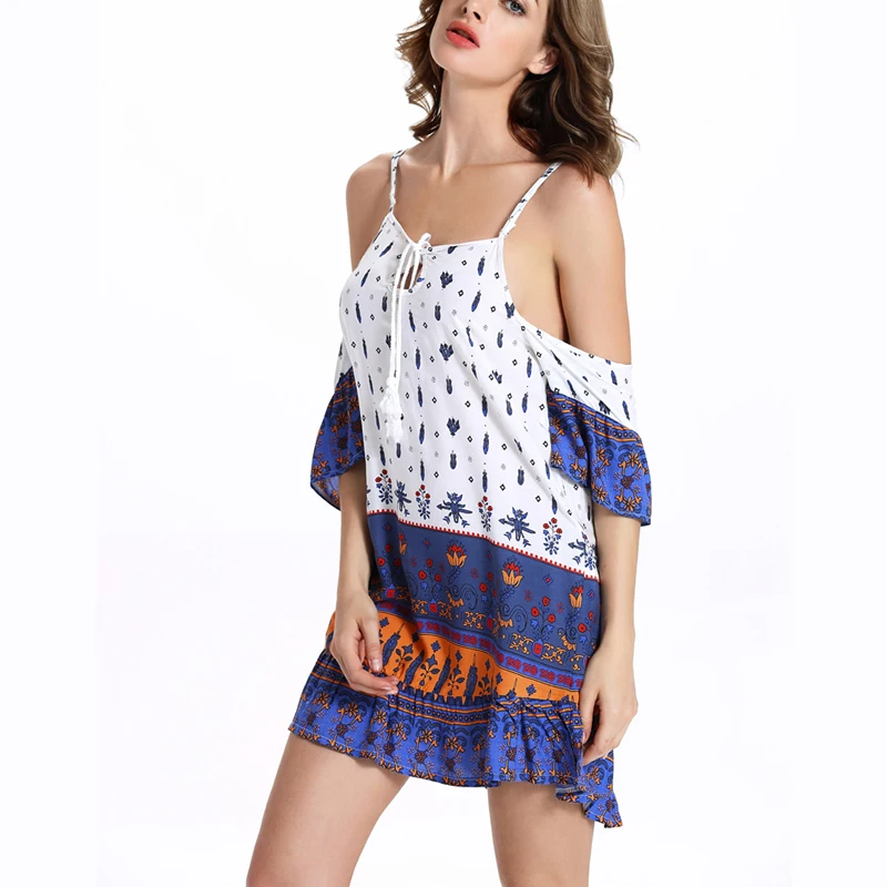 2017 новое поступление летнее женское платье-комбинация с лямкой на шее пляжное