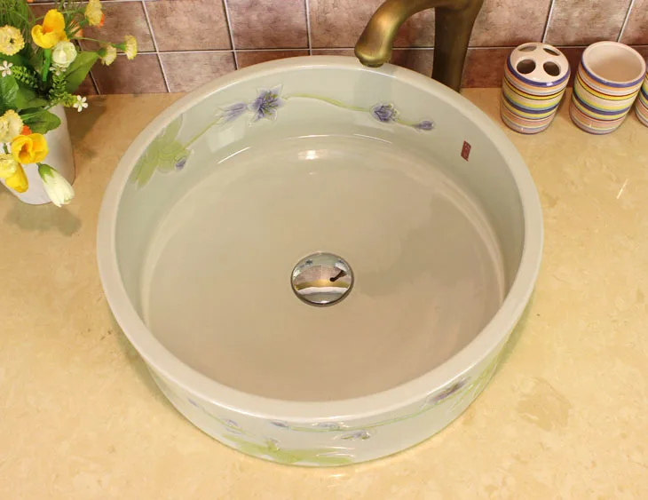 Hua Hin Jingdezhen porcelain art-straight purple Magnolia washbasin | Обустройство дома