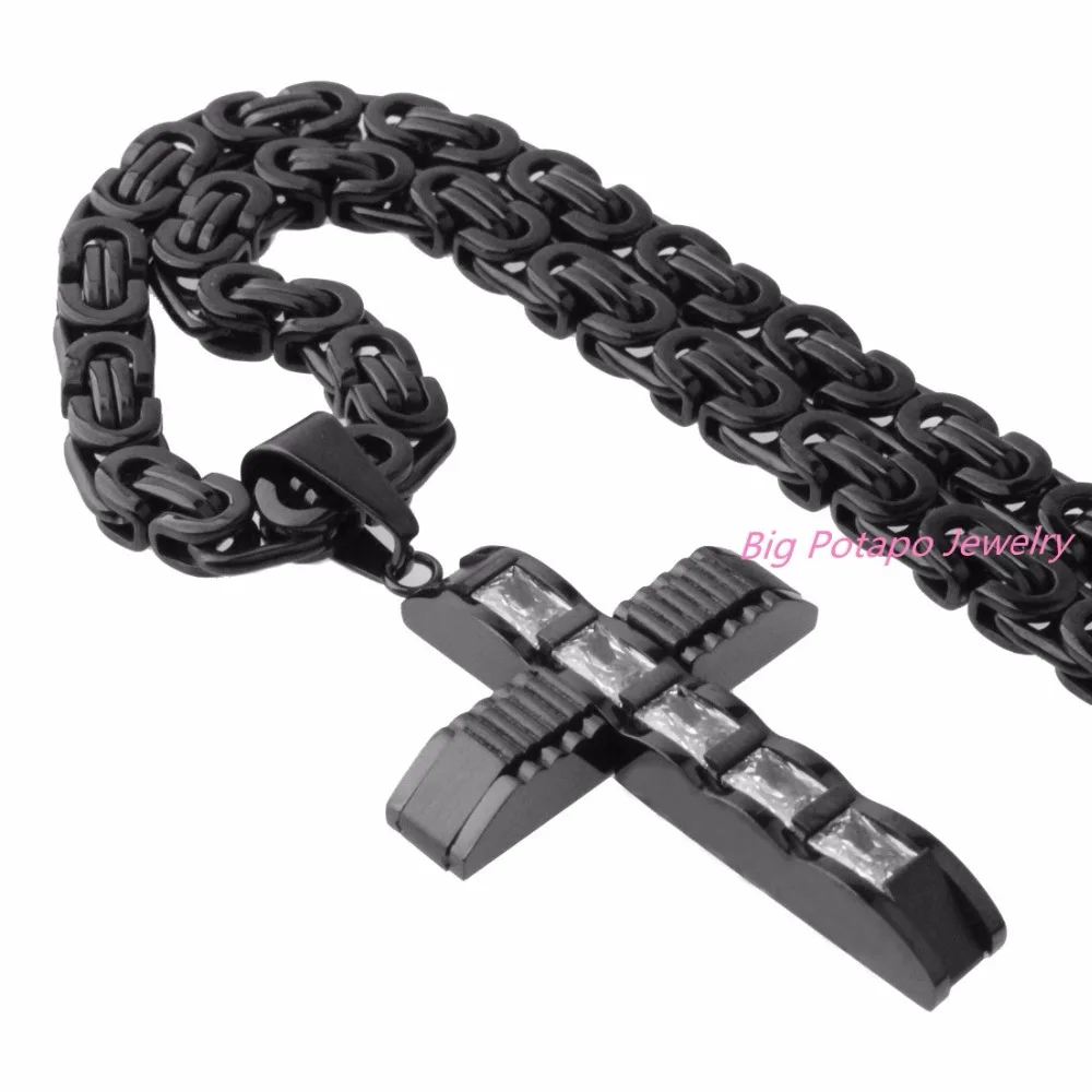 Модный Кристалл крест кулон серебро золото черный цвет нержавеющая сталь